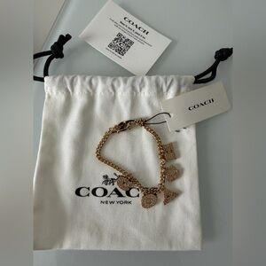 Coach Gold pave logo Charm Bracelet